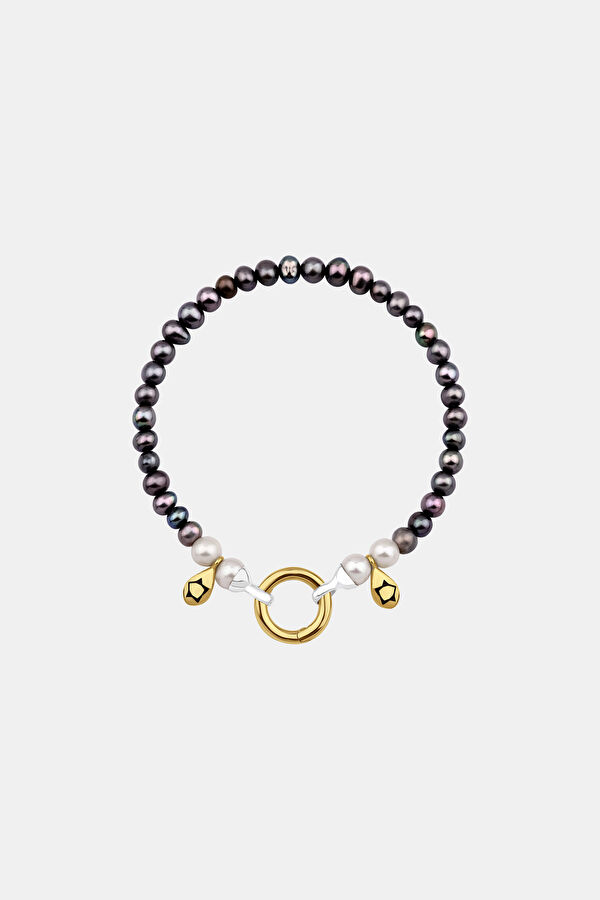 Black and Silver Colored Bracelet