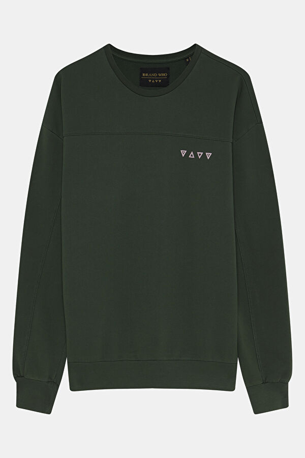 Green Relax Fit Crew Neck Men's Sweatshirt