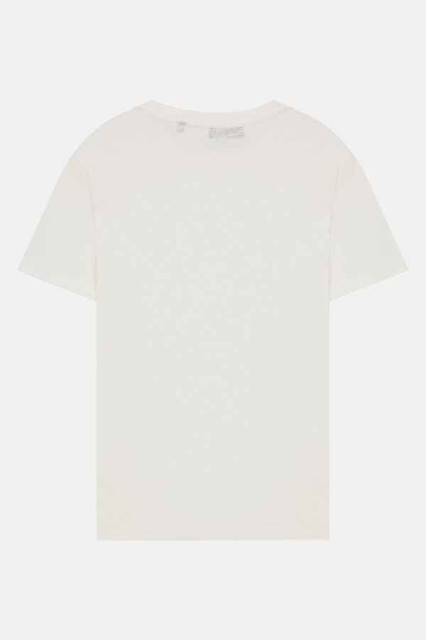 Relax Mold White Crew Neck Printed T-Shirt 2