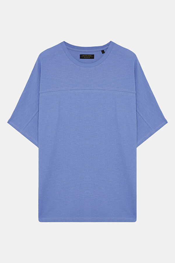 Bisiklet Yaka Açık Mavi Erkek T-Shirt
