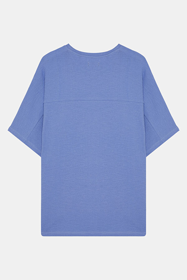 Bisiklet Yaka Açık Mavi Erkek T-Shirt 2