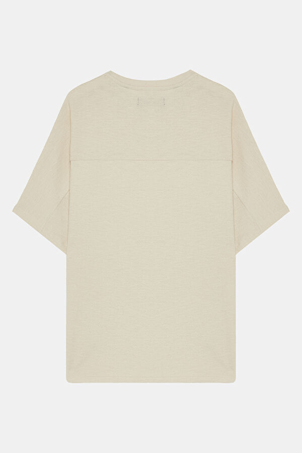 Bisiklet Yaka Bej Erkek T-Shirt 2
