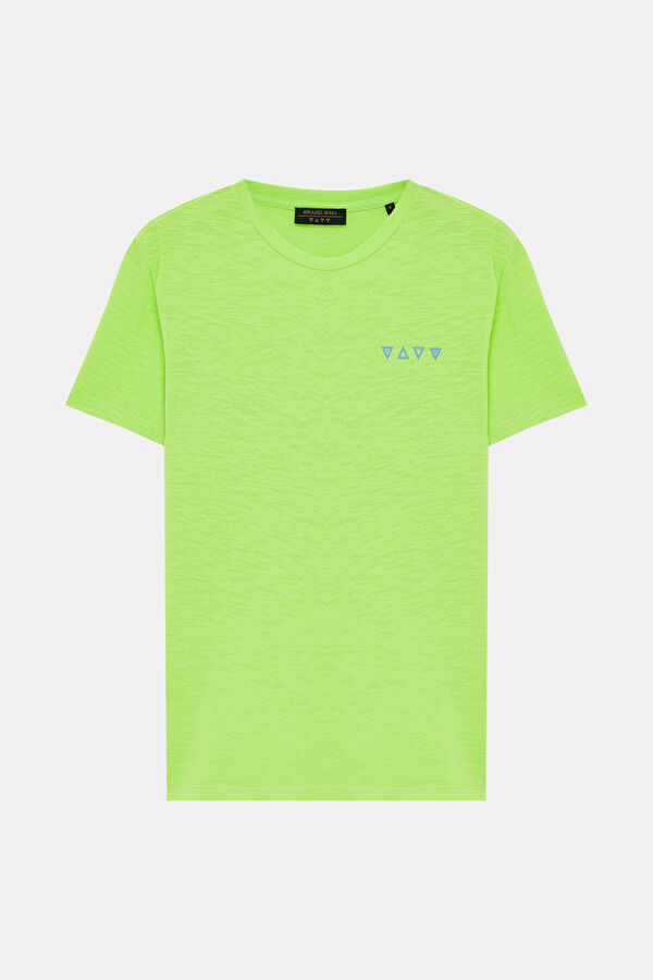 Relax Fit Light Green Crew Neck Printed Men's T-Shirt