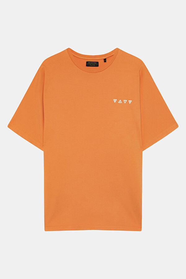 Relax Fit Orange Bicycle Collar Printed Tshirt