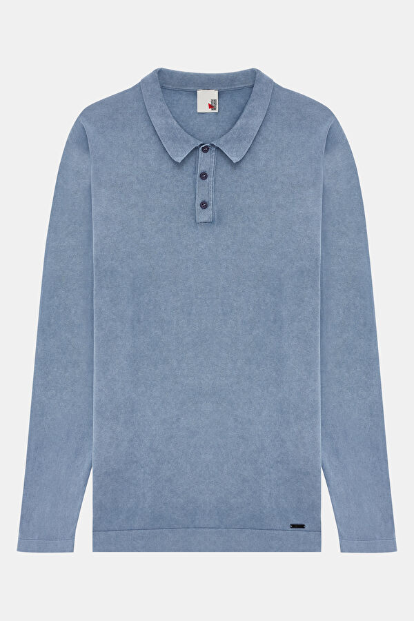 Indigo Patterned Knitted Men's Sweater