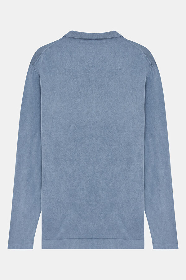 Indigo Patterned Knitted Men's Sweater 2