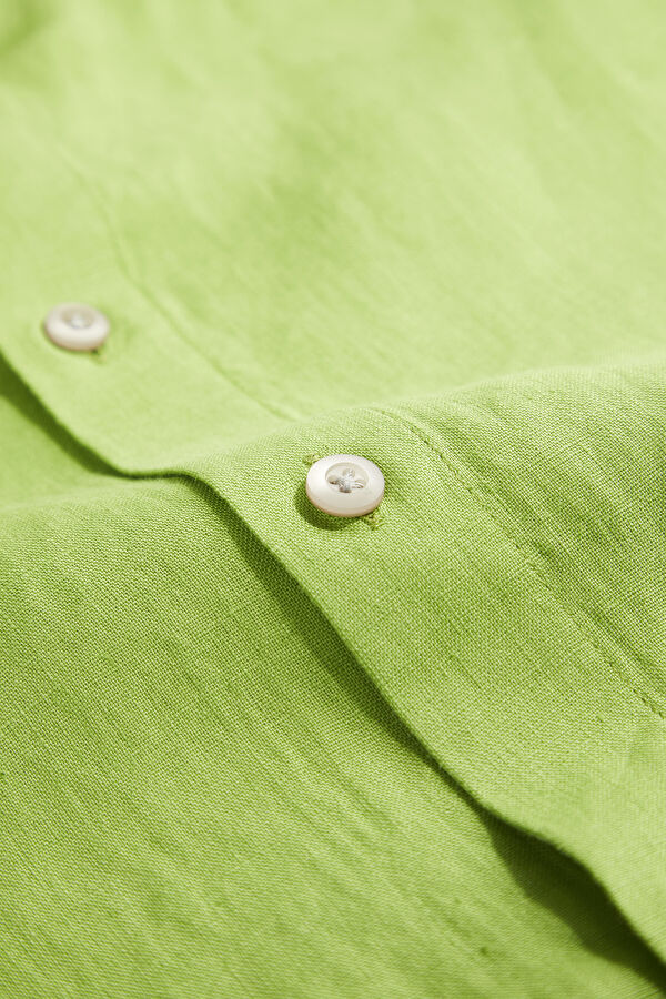 Relax Fit Green Embroidered Linen Men's Shirt 5