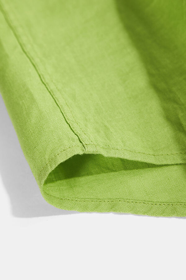 Relax Fit Green Embroidered Linen Men's Shirt 7