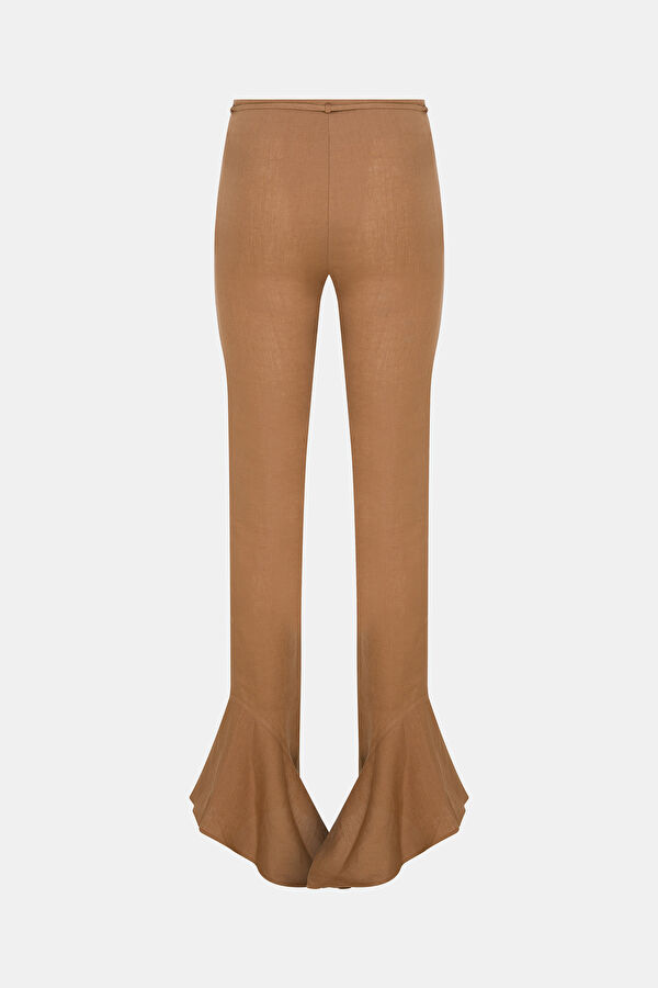 Charvi Light Brown Straight Leg Linen Women's Trousers 2