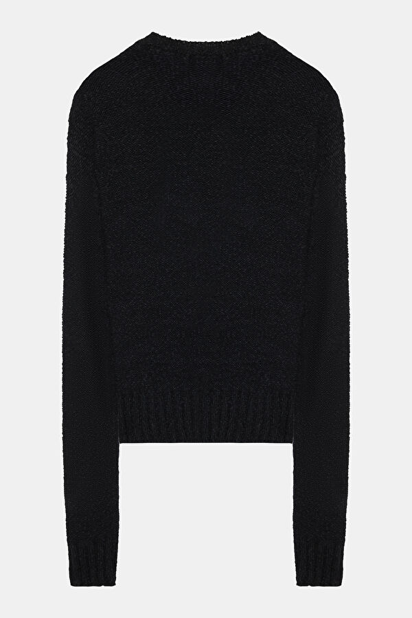 Black Patterned Knit Men's Sweater 2