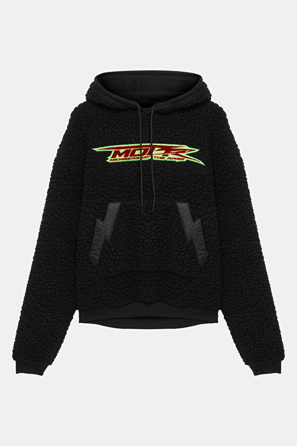 Siyah Oversize Kapüşonlu Erkek Sweatshirt