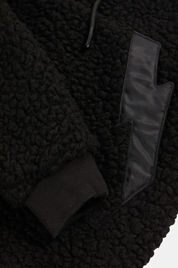 Siyah Oversize Kapüşonlu Erkek Sweatshirt 4