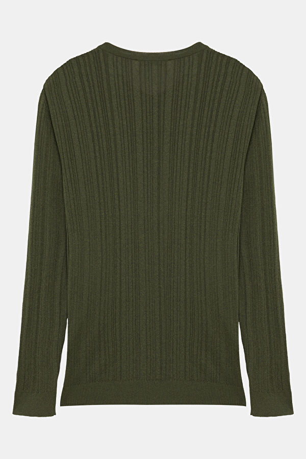 Khaki Viscose Knit Men's Sweater 2