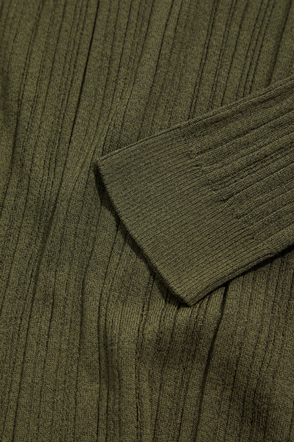 Khaki Viscose Knit Men's Sweater 4