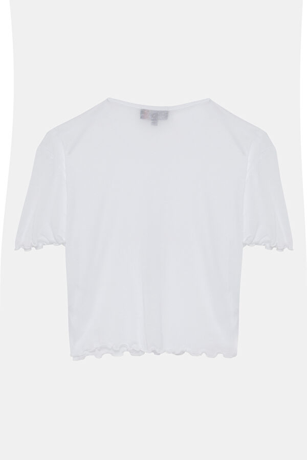 Beyaz Bisiklet Yaka Kadın T-Shirt 2