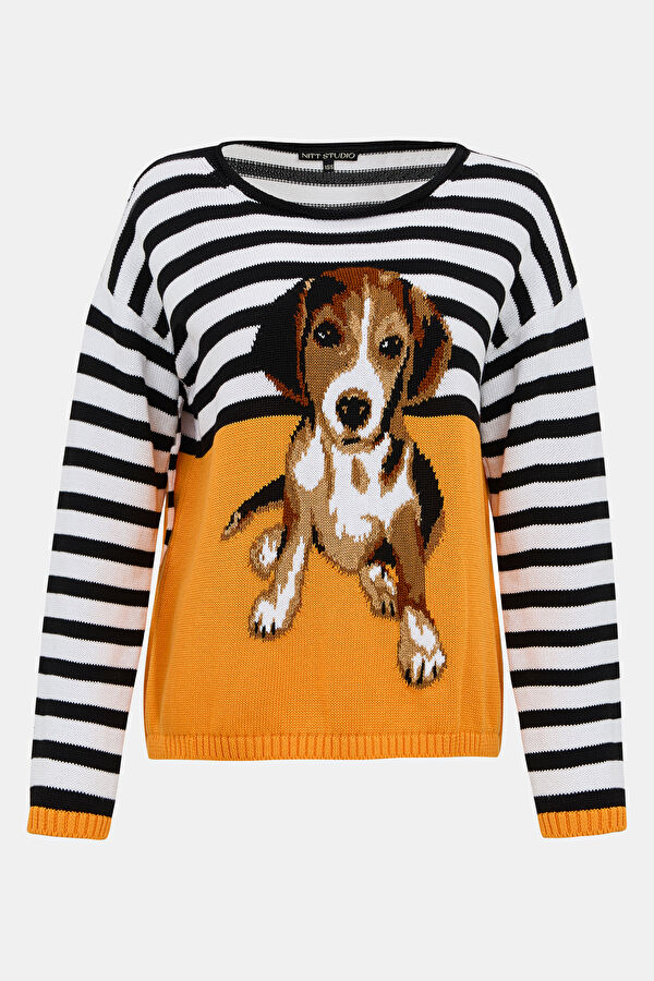 Orange Striped Patterned Bicycle Collar Jersey
