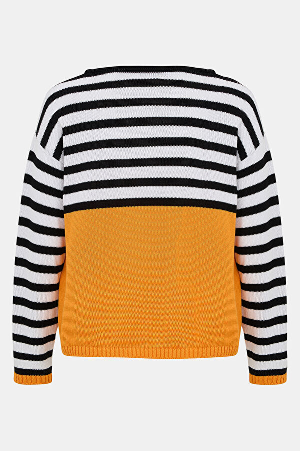 Orange Striped Patterned Bicycle Collar Jersey 2