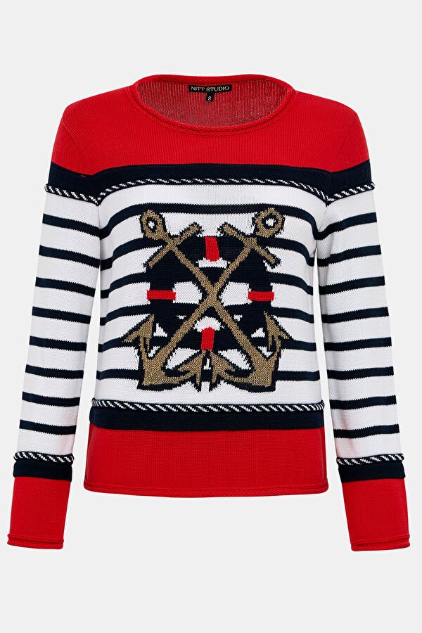 Red Striped Patterned Sweater