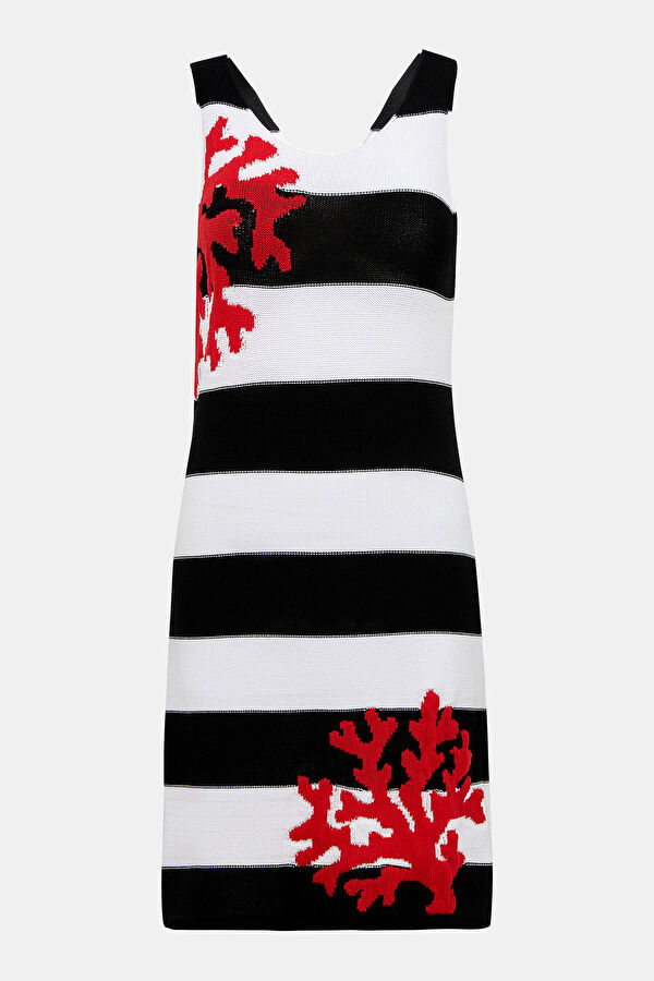 Navy Blue Striped Patterned Dress