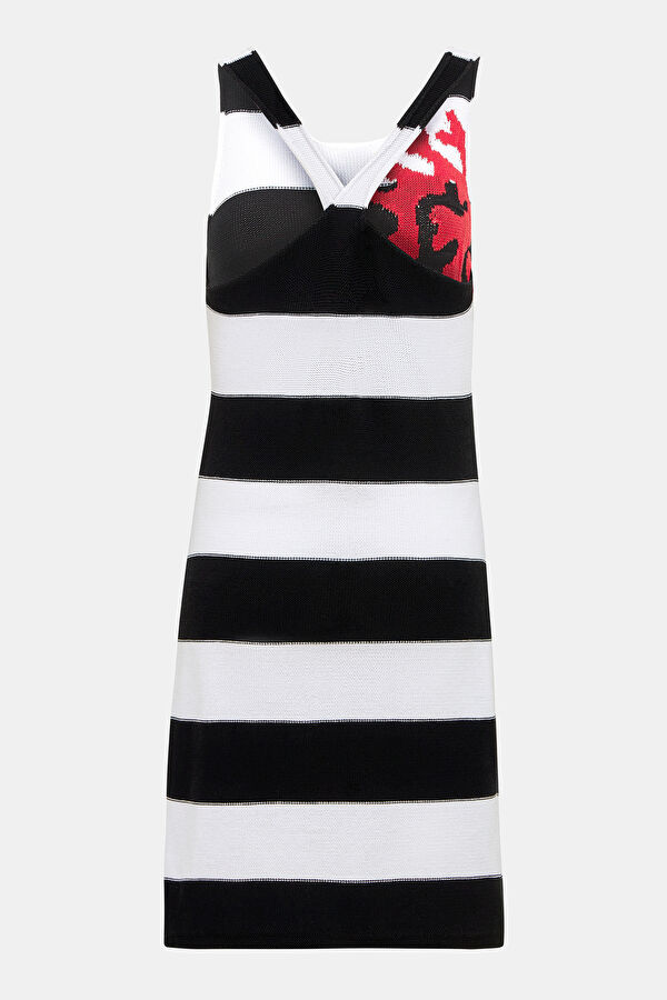 Navy Blue Striped Patterned Dress 2