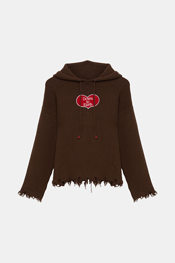 Brown Hooded Women's Sweatshirt