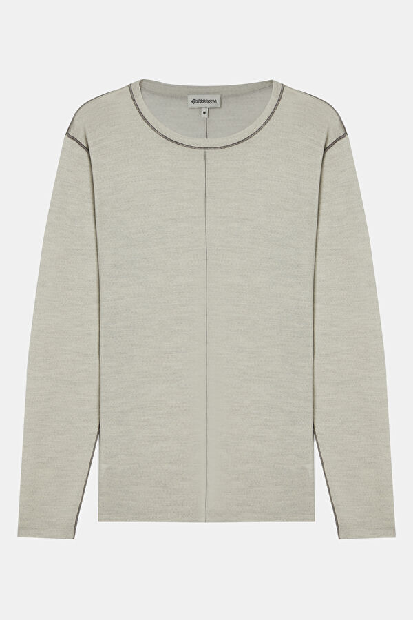 Light Grey Wool Knit Men's Sweater 3