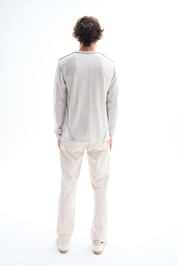 Light Grey Wool Knit Men's Sweater 2