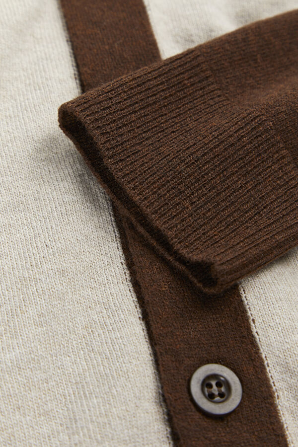 Brown Wool Knit Men's Cardigan 7