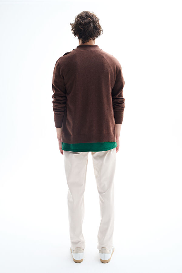 Brown Wool Knit Men's Cardigan 2