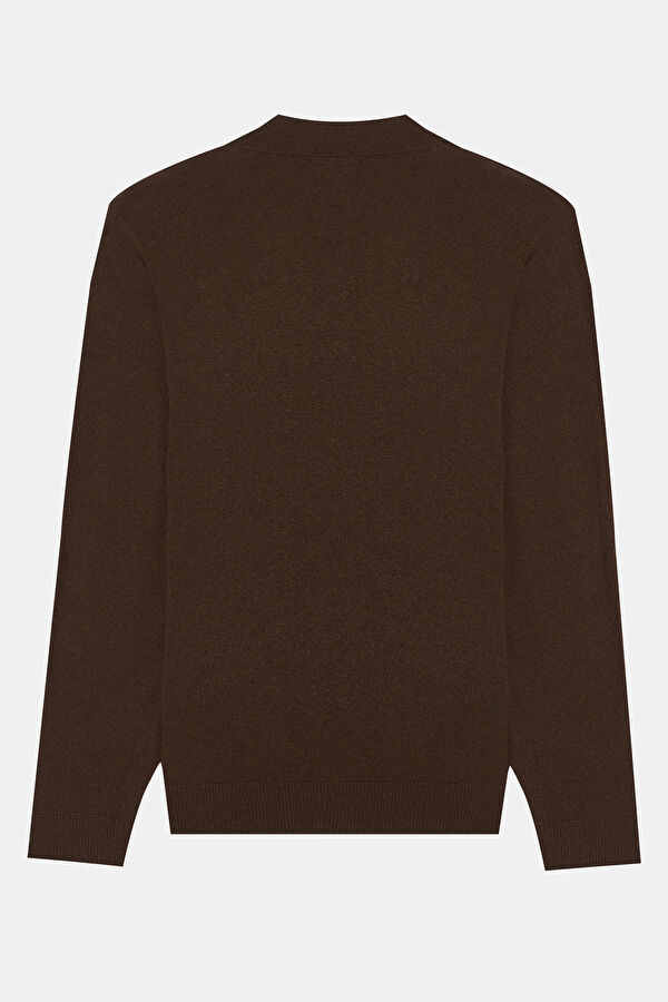 Brown Wool Knit Men's Cardigan 4