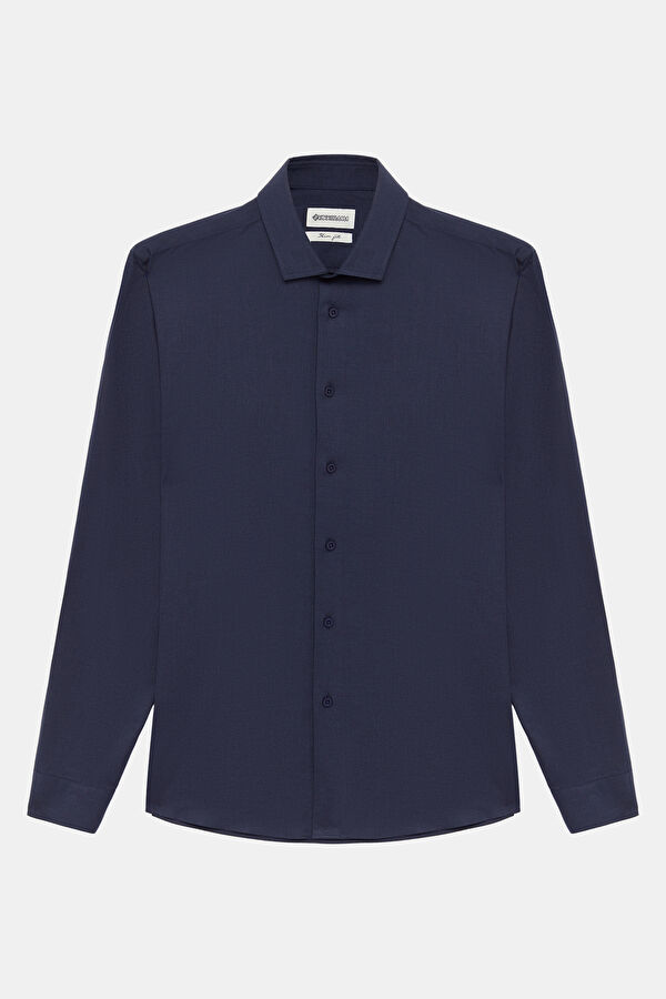 Slim Fit Navy Regular Men's Shirt