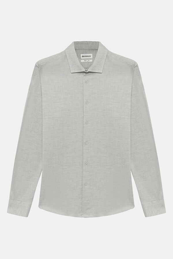 Slim Fit Grey Regular Men's Shirt