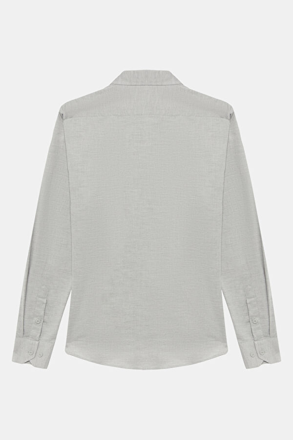 Slim Fit Grey Regular Men's Shirt 2