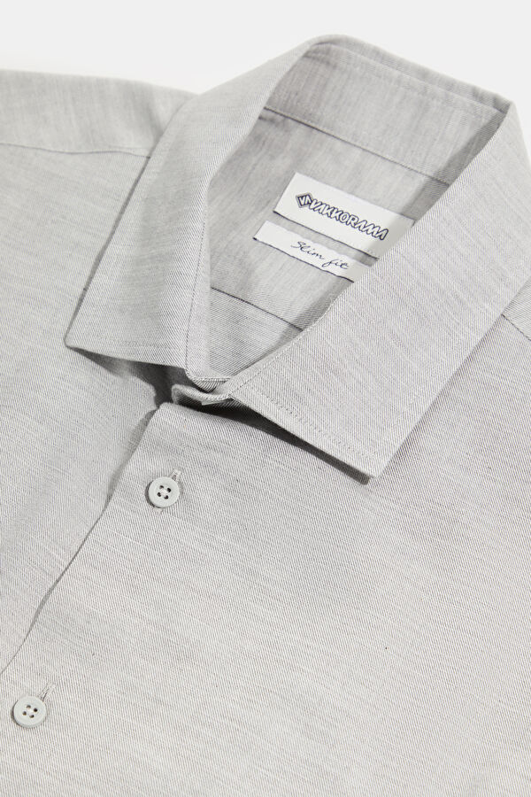 Slim Fit Grey Regular Men's Shirt 3