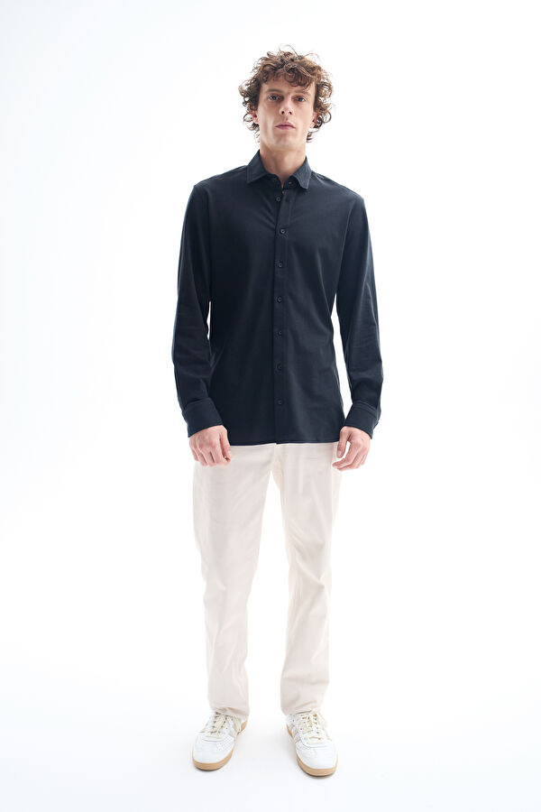Slim Fit Black Regular Men's Shirt