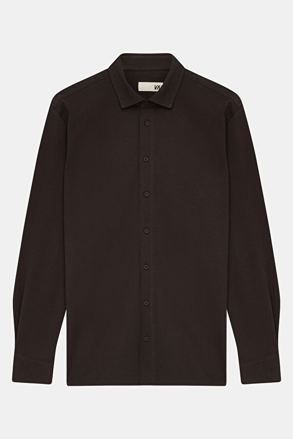 Slim Fit Brown Regular Men's Shirt