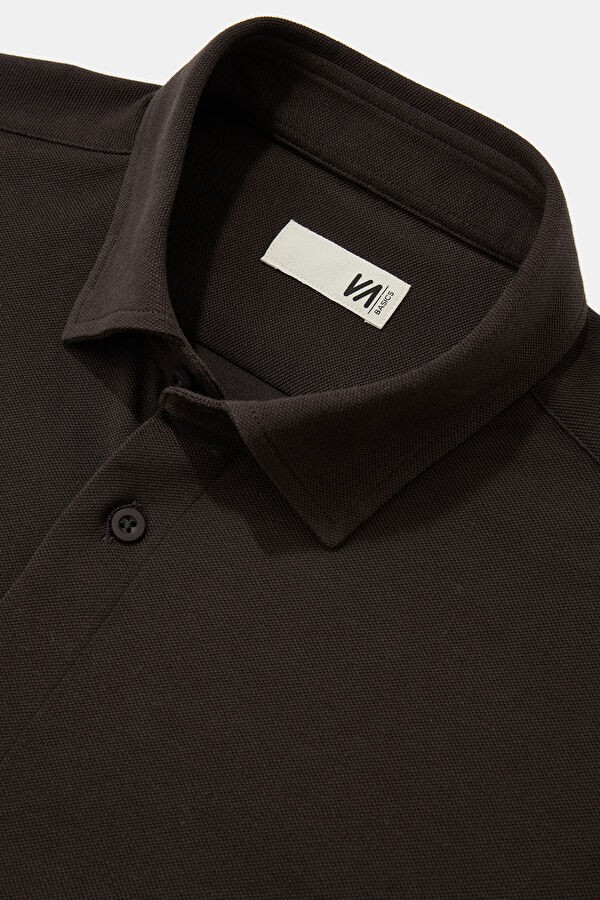 Slim Fit Brown Regular Men's Shirt 3