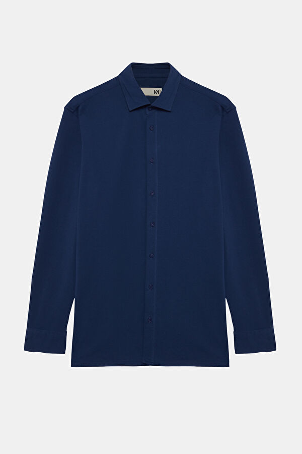 Slim Fit Navy Regular Men's Shirt