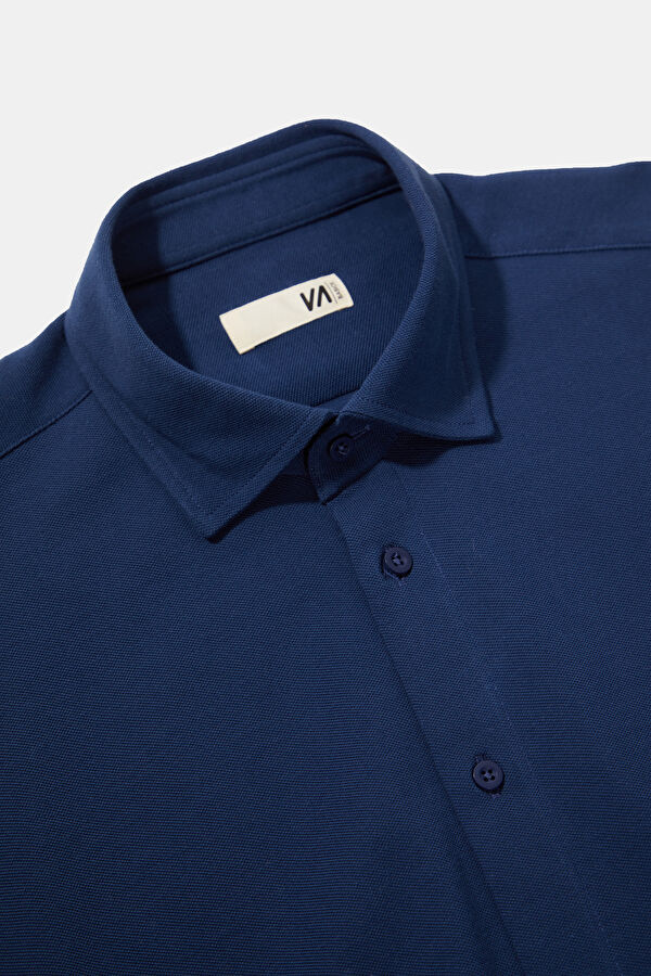 Slim Fit Navy Regular Men's Shirt 3