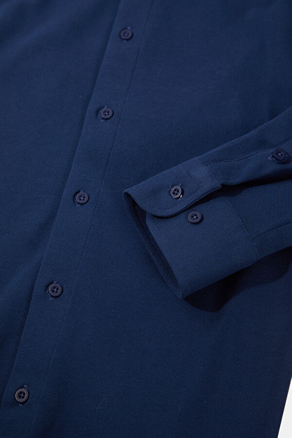 Slim Fit Navy Regular Men's Shirt 4