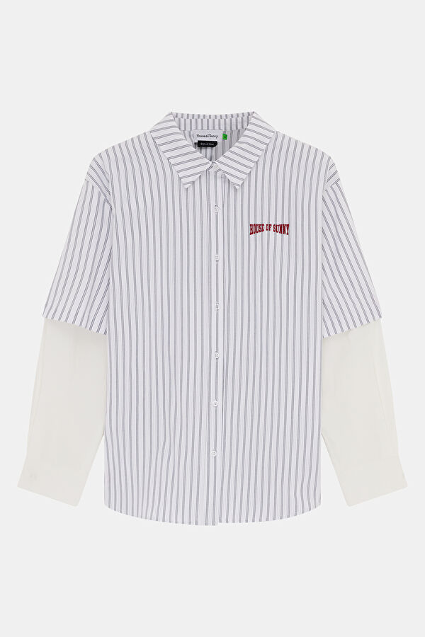 Relax Fit Cream Striped Men's Shirt