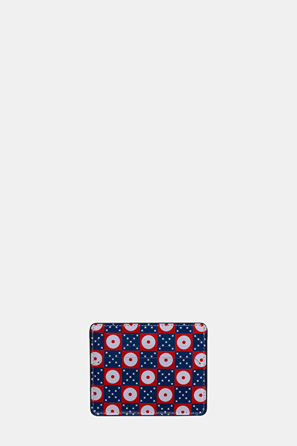 Navy Blue Design Filled Leather Wallet