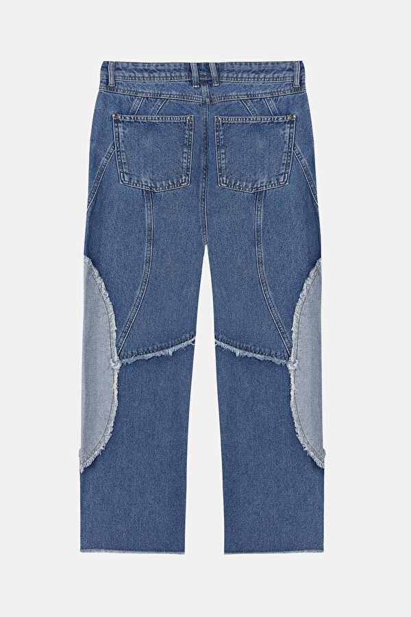 Relax Fit Blue Wide Leg Denim Men's Trousers 2