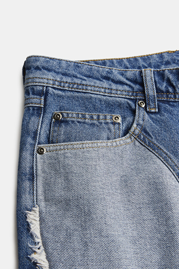 Relax Fit Blue Wide Leg Denim Men's Trousers 4