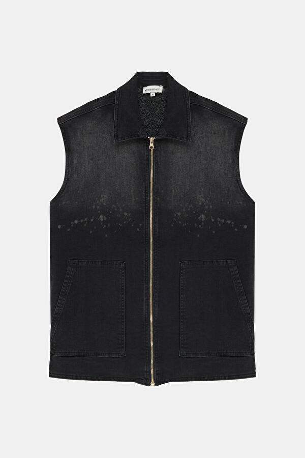 Black Patterned Men's Vest