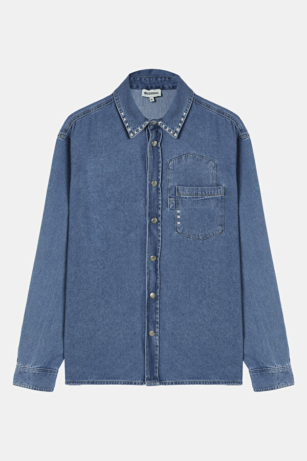 Relax Fit Blue Regular Men's Shirt