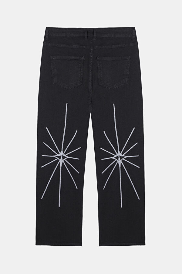 Black Straight Leg Jeans Men's Trousers 4