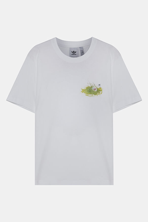 Bisiklet Yaka Baskılı Beyaz T-Shirt