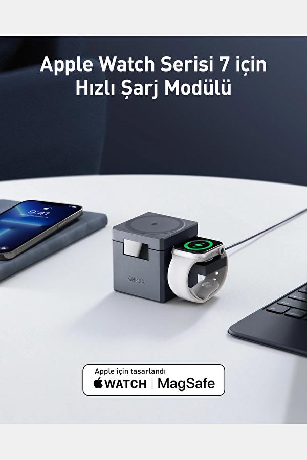 MagSafe'li 3'ü 1 Arada Cube 30W Şarj Cihazı 3