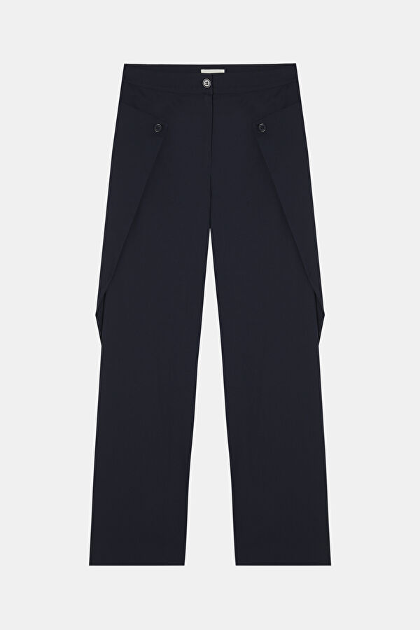 Navy Blue Wide Leg Women's Trousers
